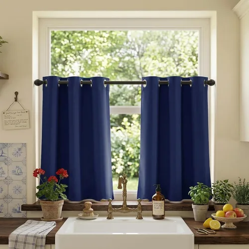 Vista 145 de RYB HOME - Cortinas para armario de 36 pulgadas, cortinas para oscurecer la habitación con ojales resistentes a la oxidación, cortinas de Aqua