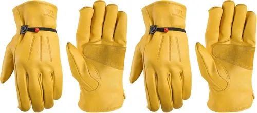 Vista 7 de Wells Lamont Work Gloves Men and Women, Cowhide Leather Work Gloves, Adjustable Wrist 2-Bronceado (Saddletan)