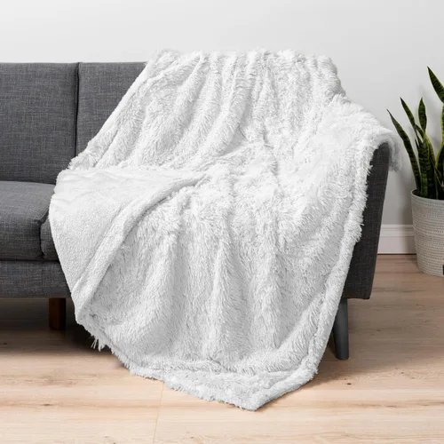 Vista 12 de PAVILIA Manta mullida beige crema para sofá, afelpada y cálida, súper suave y gruesa de piel sintética y sherpa, 50 x 60 pulgadas