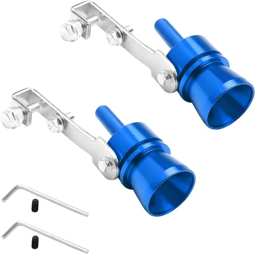 Vista 9 de 2 piezas de simulador de silbato de sonido turbo, resonador de válvula de soplado de aleación de aluminio para escape de auto, silbato de cola