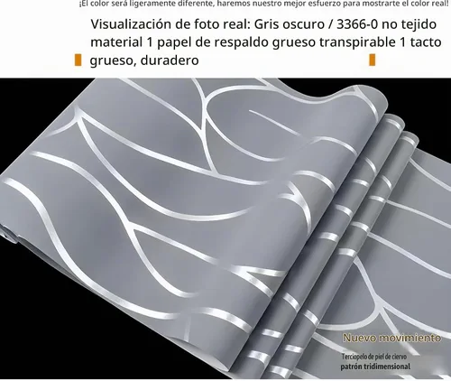 Vista 2 de Papel pintado no tejido con patrón geométrico nórdico de líneas modernas, simple y elegante para sala de estar, fondo para televisión, decoración