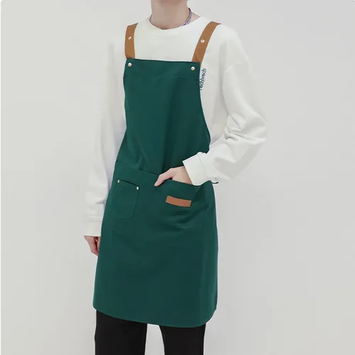 Vista 9 de MXY Delantal para mujeres y hombres, lona de cera ajustable, 5 bolsillos para herramientas, delantal de trabajo para tareas domésticas, cocina