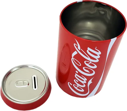Vista 4 de The Tin Box Company Banco de latas de Coca Cola con tapa extraíble, rojo, modelo: 660227-12