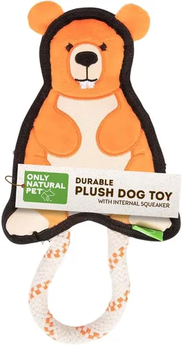 Vista 6 de Only Natural Pet Mountain Friends - Juguetes de peluche reciclados para perros, diseño duradero de doble costura con chirriante interno y orejas