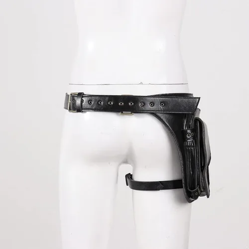 Vista 2 de renvena Riñonera de cuero para motocicleta, para exteriores, riñonera de carreras, para hombres y mujeres, para viajes al aire libre