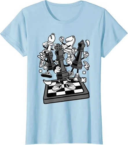 Vista 28 de Figura cómica Camiseta de tablero de ajedrez jugador de ajedrez Azul Marino