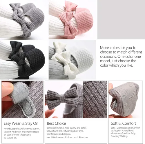 Vista 6 de Ohwawadi - Calcetines de forro polar para bebé o niña suaves y calientes botas o zapatos para bebés recién nacidos con estilos de dibujos animados