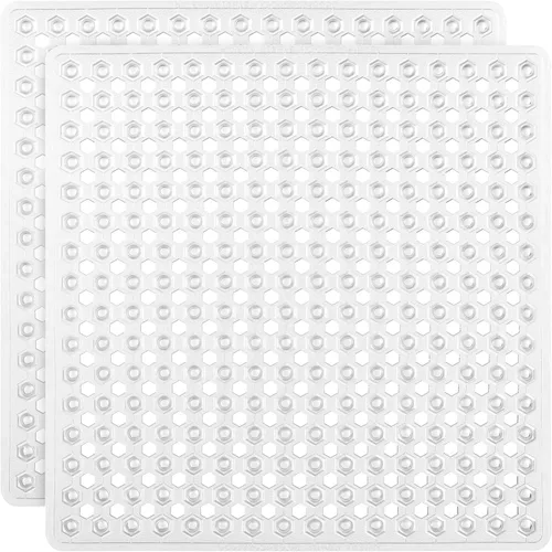 Vista 51 de GORILLA GRIP - Alfombrilla patentada cuadrada para cabina de ducha, alfombrillas pequeñas para el piso de la bañera para duchas de pie, ventosas