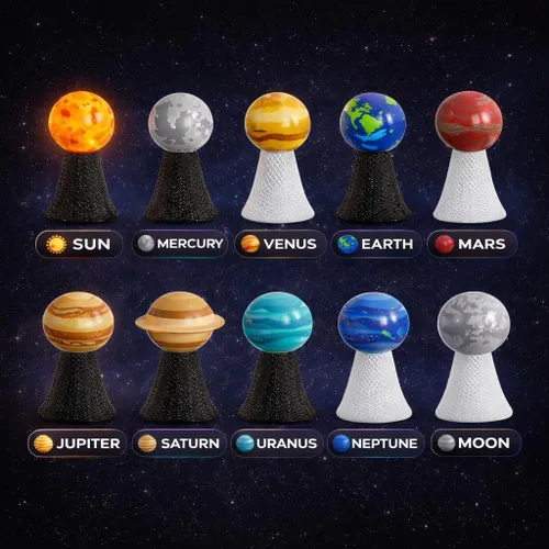 Vista 2 de Liberty Imports Planet Pop Jumpers para niños, paquete de 20 juguetes de reventar con sistema solar iluminado con estrellas y planetas, lanzadores