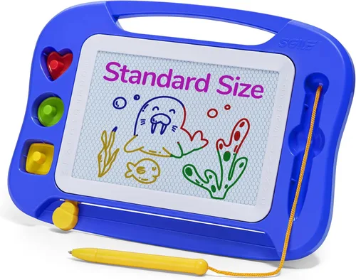 Vista 14 de SGILE Tablero magnético de dibujo para niños, juguetes para niños pequeños de 1, 2, 3, 4 años, bloc de bocetos y bocetos con 4 sellos, juguetes