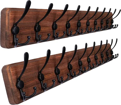 Vista 26 de SKOLOO Perchero de pared montado en la pared de estilo rústico: Perchero de pared de pino de madera auténtica de 40,6 cm de orificio a orificio