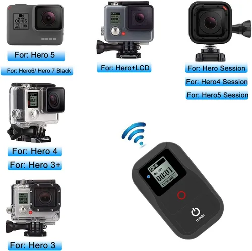 Vista 2 de Suptig Control remoto WiFi compatible con GoPro Hero 8/7/6/5/4/3+/Session - Control remoto inalámbrico impermeable (negro)