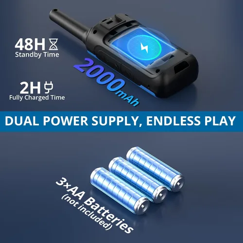Vista 6 de Radioddity FS-T8 Walkie Talkies para adultos y niños recargables, radio bidireccional sin licencia FRS de largo alcance con llamadas grupales, VOX