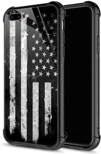 Vista 10 de ZHEGAILIAN Funda compatible con iPhone 7P/8P, AK 47, carcasa de munición para ametralladora AK 47, parte trasera de vidrio templado + funda