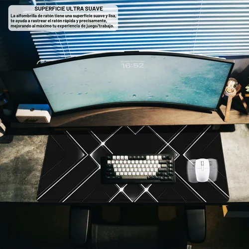 Vista 6 de Alfombrilla de mouse grande extendida para juegos, XXL, impermeable, para teclado de computadora, con base de goma antideslizante, borde cosido