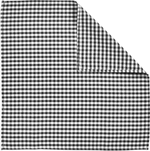 Vista 6 de Lush Decor Gingham Check - Servilleta teñida de hilo a cuadros, 18.0 x 18.0 in, color blanco roto y negro
