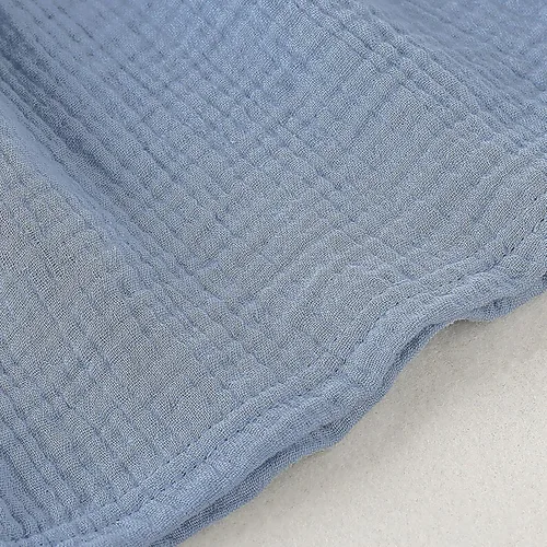 Vista 6 de Vestido de lino de algodón sólido sin mangas con tirantes de playa para niñas pequeñas (azul claro, 18-24 meses)