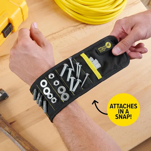 Vista 4 de Pulsera magnética MagSnap de Wrap-It Storage - Gris grafito - Gran regalo para papá cinturón de herramientas y soporte de tornillo
