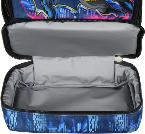 Vista 6 de Bioworld DC Comics The Batman - Lonchera para niños, con doble compartimento, bolsa de almuerzo de superhéroe de 10 pulgadas