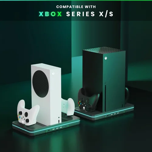 Vista 2 de CODOGOY Soporte de carga con ventilador de refrigeración soporte vertical compatible con consola y controlador Xbox Series XS estación de carga