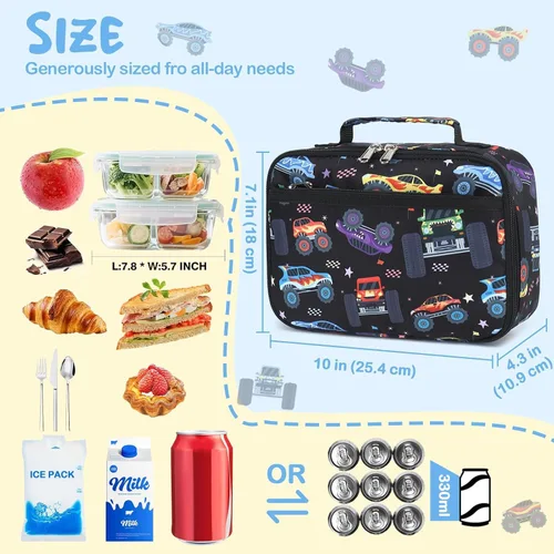 Vista 3 de CAMTOP Mochila para niños pequeños, 12 pulgadas para preescolar y guardería Vehículo negro