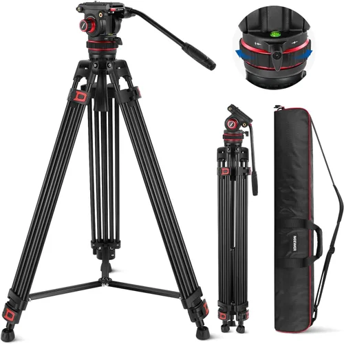 Vista 13 de NEEWER Trípode de cámara de video de 76", trípode portátil de liberación rápida de un paso con cabezal fluido, soporte de trípode de aluminio