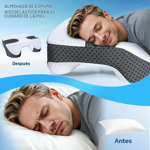 Vista 8 de Almohada para dormir lateral con orificios para los brazos, sistema de Blanco
