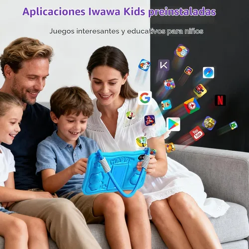 Vista 4 de Tableta para niños, tableta Android 16 para niños de 10 pulgadas Azul