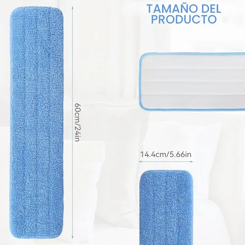Vista 6 de Reemplazo de almohadillas de microfibra para cabezal de mopa comercial Rubbermaid de 24 pulgadas - Juego de 8 recambios de limpieza comercial húmeda
