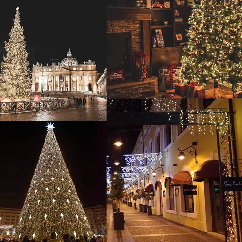 Vista 7 de Cadena de luces navideñas marrones con cable blanco, 100 mini bombillas incandescentes, impermeables, para interiores y exteriores, decoración