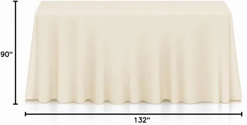 Vista 8 de Lann's Linens - Mantel rectangular de tela de poliéster de primera calidad para bodas, banquetes y restaurantes Marfil