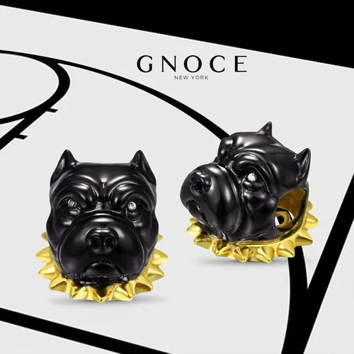 Vista 2 de GNOCE Abalorio de plata de ley para perro chapado en negro para pulsera o collar de mascotas para mujeres y niñas