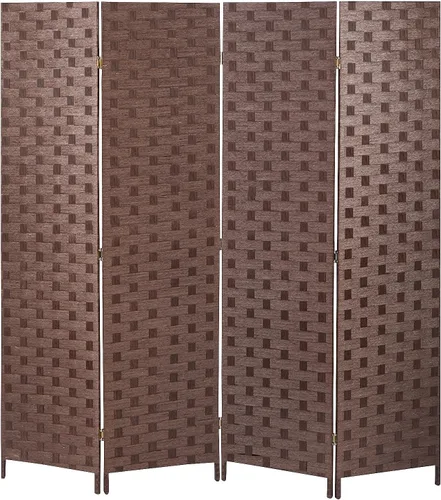 Vista 11 de Divisor de habitación, 4 paneles de madera para interiores, hecho a mano, separadores de habitación portátiles y pantallas plegables de privacidad