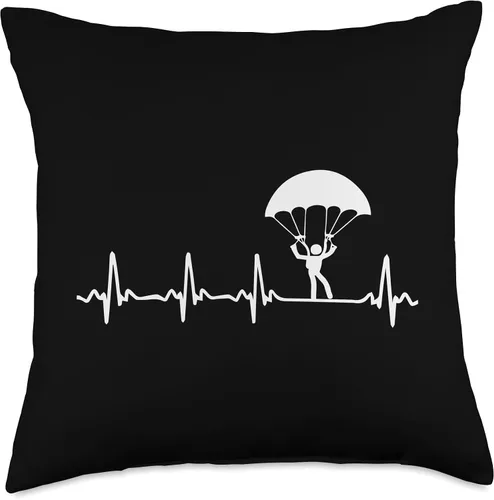 Vista 5 de Professional Skydiver, Skydiving Lover, Paraglider Heartbeat - Almohada de paracaidismo, 16 x 16 pulgadas, multicolor