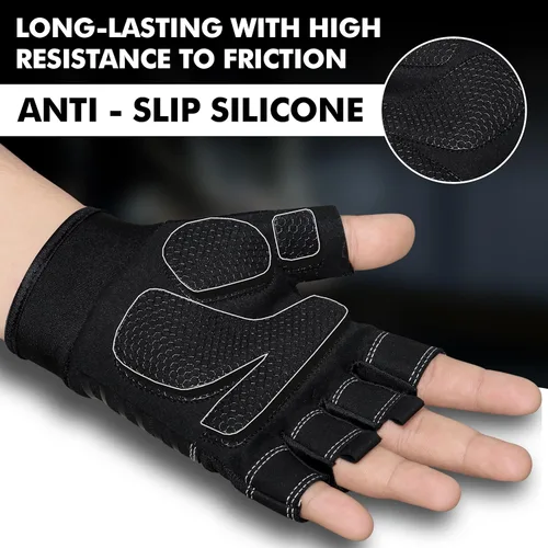 Vista 4 de Guantes de gimnasio para levantamiento de pesas, guantes de entrenamiento con protección completa de la palma, guantes de fitness transpirables
