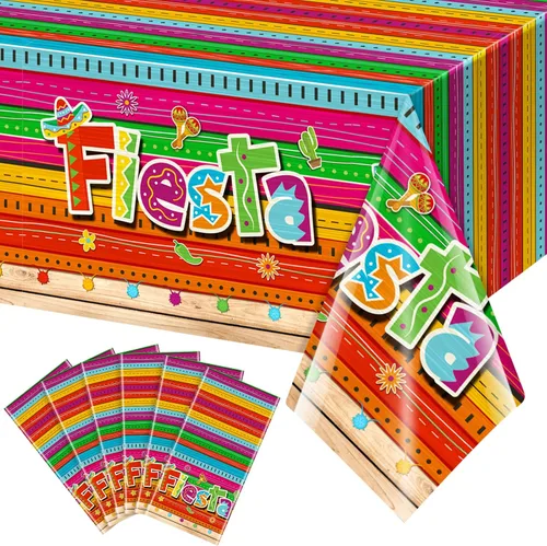 Vista 11 de Mantel de 3 piezas de decoración de fiesta mexicana, mantel de plástico impreso con Cinco de Mayo para fiesta, taco, noche, cumpleaños y suministros
