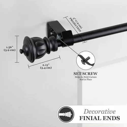 Vista 4 de KENNEY +KN71669+Kiera+Cortina+Varilla%2c+28%22-48%22%2c+Negro