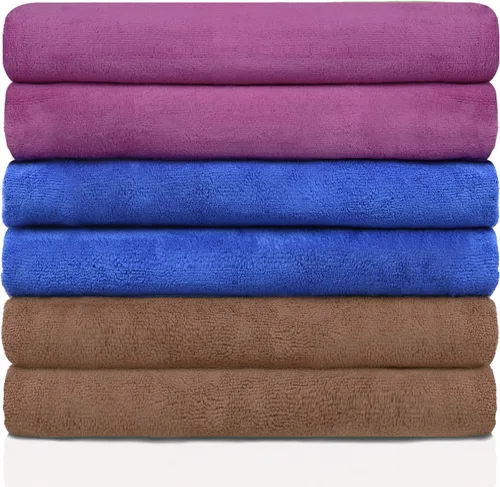 Vista 11 de MERRY HOME Paquete de 6 toallas de baño de microfibra, 27 x 55 pulgadas, de secado rápido, súper suaves, altamente absorbentes, multiusos