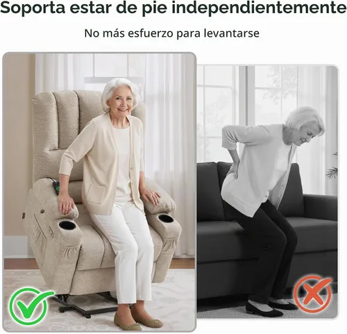 Vista 5 de MCombo Silla reclinable grande para ancianos altos, 7099 Beige