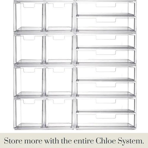 Vista 6 de STORi Chloe - Organizador de cajones transparente que ahorra espacio (4 cajones altos) para organizar suministros de oficina, cocina, belleza