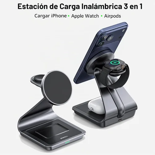 Vista 4 de Estación de carga inalámbrica 3 en 1 para iPhone, Apple Watch y AirPods