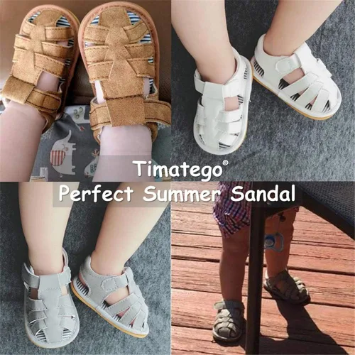 Vista 2 de Timatego Sandalias antideslizantes para bebés y niñas, suela suave, zapatos atléticos al aire libre, zapatos de verano para cuna, de 3 a 18 meses