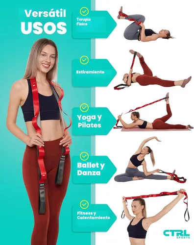 Vista 4 de Stretching Strap with Loops, Non Elastic Stretch Band for Physical Therapy