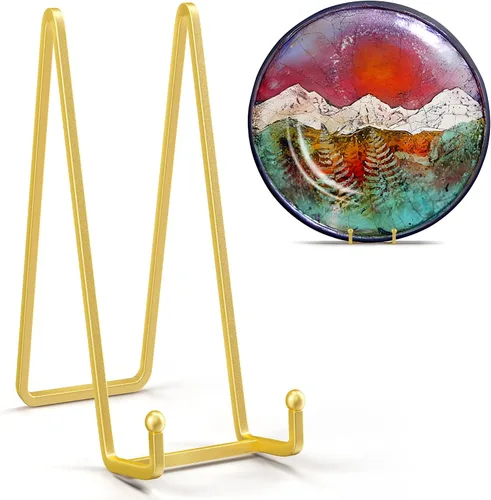 Vista 9 de IPAME Soportes cuadrados de metal para exhibir, soporte de 4.5 pulgadas + caballete para portarretratos para libros, placa decorativa, placa, foto