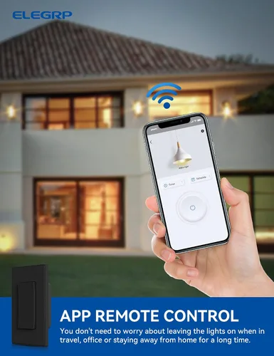 Vista 4 de ELEGRP - Interruptor de luz inteligente, interruptor de luz Wi-Fi de 2.4 GHz compatible con Alexa y Google Assistant, requiere cable neutro, control