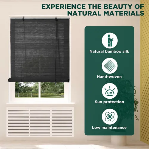 Vista 2 de BAYUE - Persianas de bambú para ventanas interiores, filtro de luz enrollable, 23 x 48 pulgadas Bamboo Shades for Indoor Windows with Install