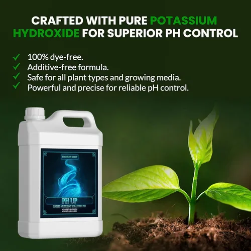 Vista 3 de Humboldts Secret pH para plantas Hidroponía y ajuste del pH del suelo Fórmula concentrada de hidróxido de potasio Aumenta los niveles