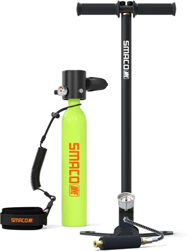 Vista 13 de SMACO S300 Mini Scuba Tank Handheld Diving Lung Air Tank 0.5L Aluminum Pony Bottle, Compact & Lightweight, for Recreational Diving, Pool Training