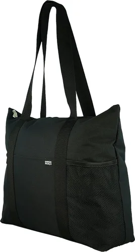 Vista 2 de Bolso bandolera con múltiples bolsillos y cierre de cremallera, Negro, L