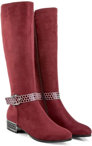 Vista 3 de ANN CREEK Botas 'Orizea' de gamuza sintética con tacón bajo y correas estampadas para colmena